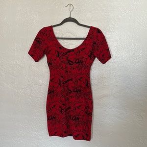 Marvel Spider-Man Bodycon Dress Red Black Size M